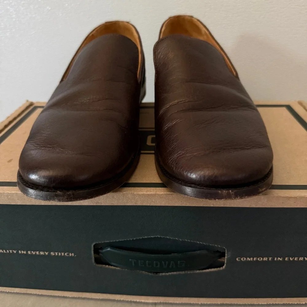 Tecovas The Monterrey Mens 12D Hickory Bison Leather Loafers Slip On Shoes